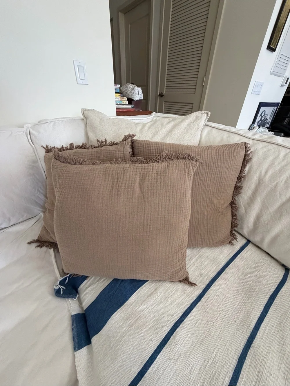 IKEA Brown/Tan Fringe Throw Pillows case (Set of 3)
